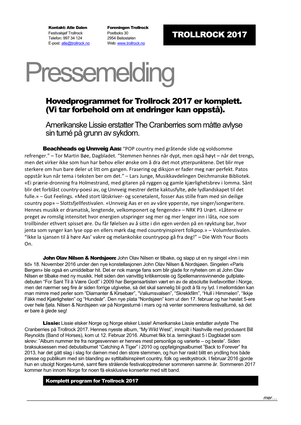 Pressemelding Trollrock 2017.Pdf