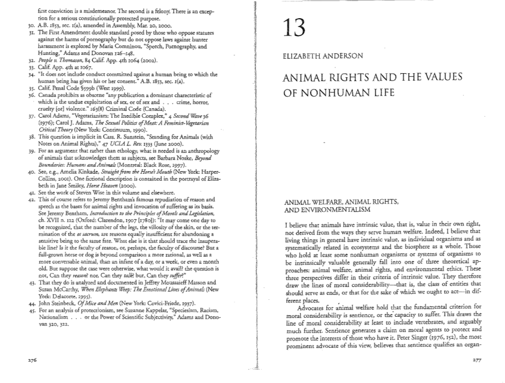 Animal Rights and the Values of Nonhuman Life