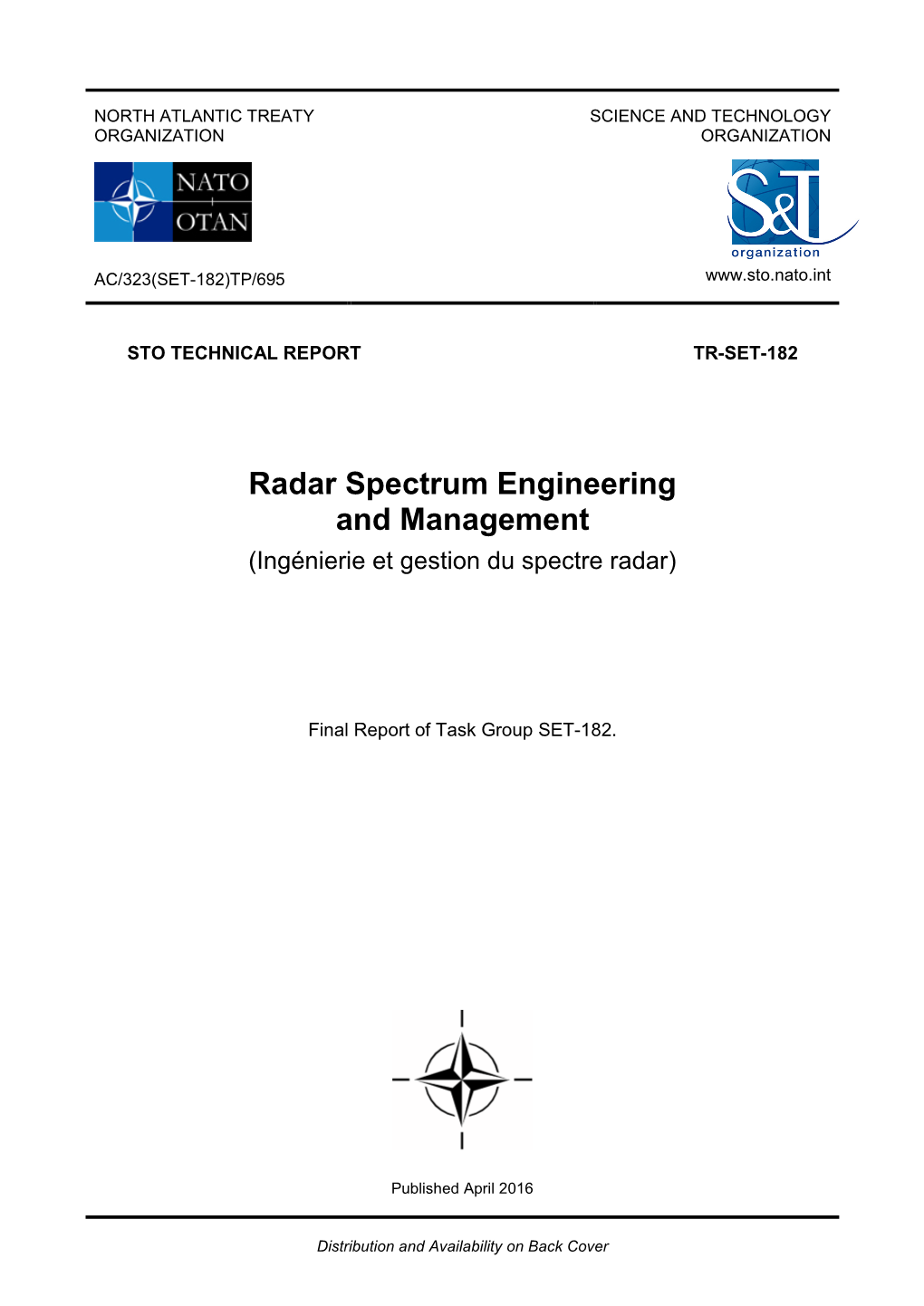 Radar Spectrum Engineering and Management (Ingénierie Et Gestion Du Spectre Radar)