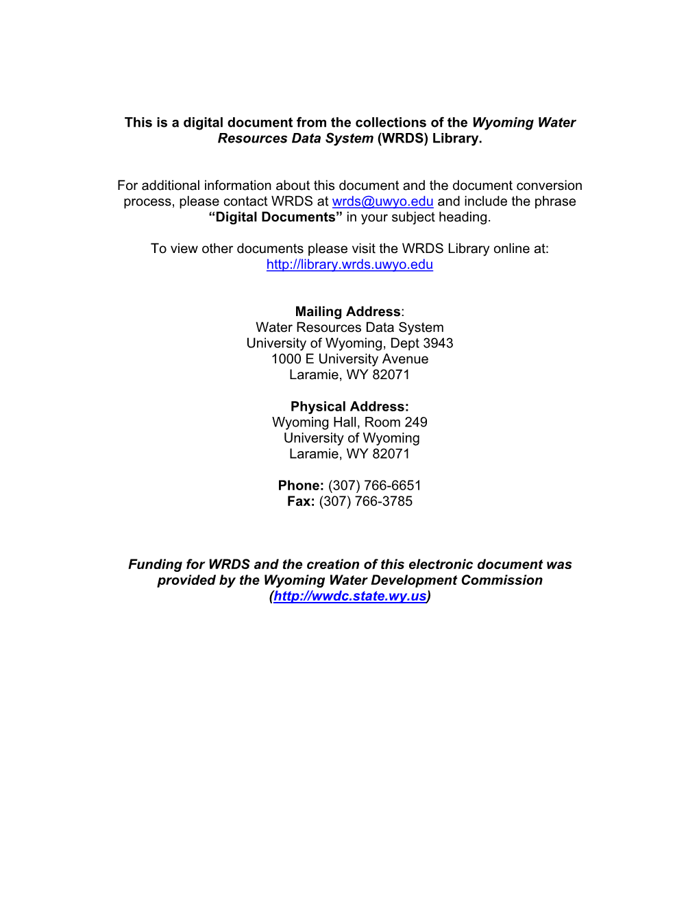 Raw Water Supply Level Ii Report