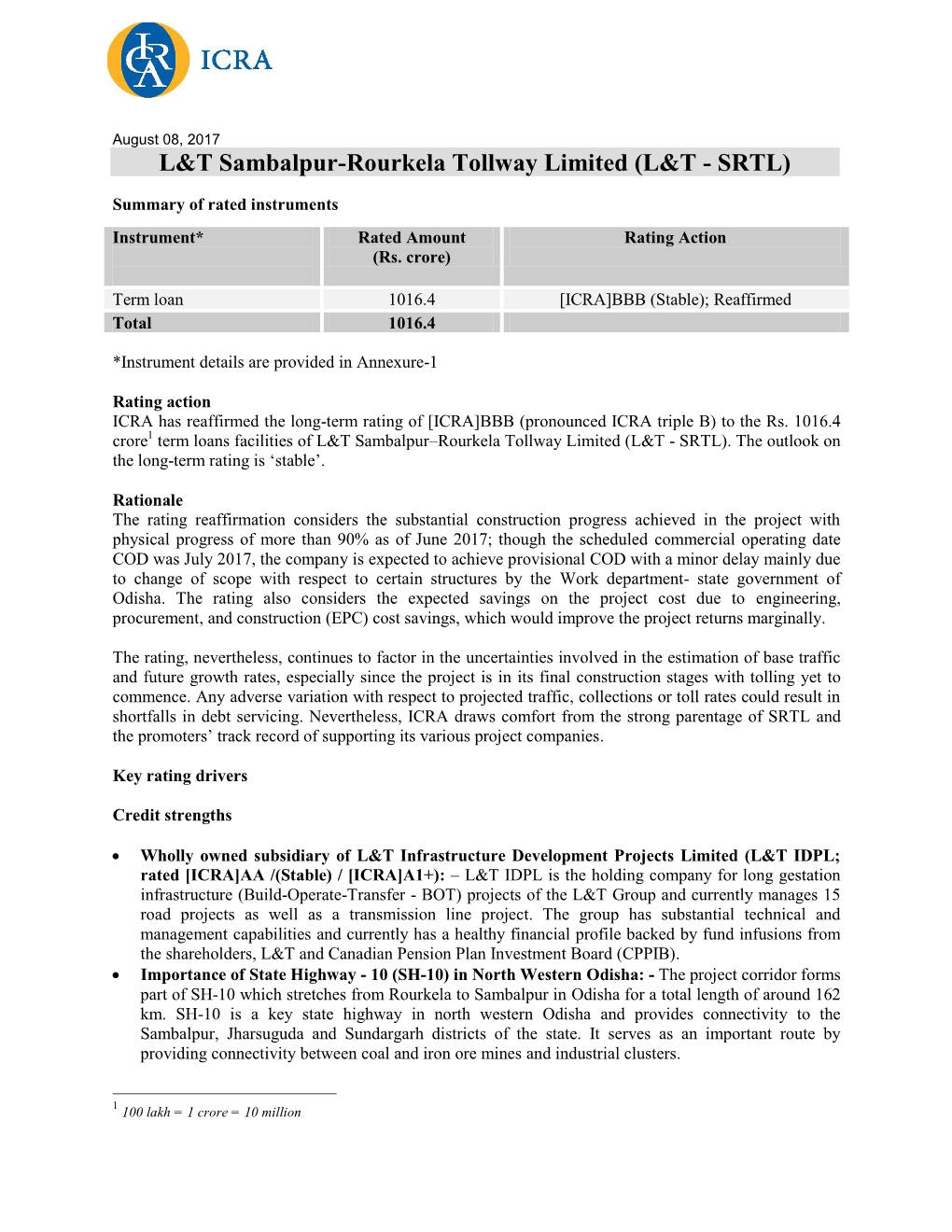 L&T Sambalpur-Rourkela Tollway Limited (L&T