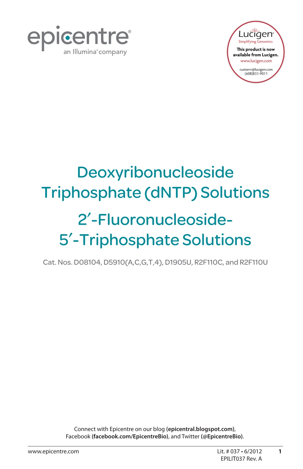 Protocol for Deoxyribonucleoside Triphosphate (Dntp) Solutions, 2