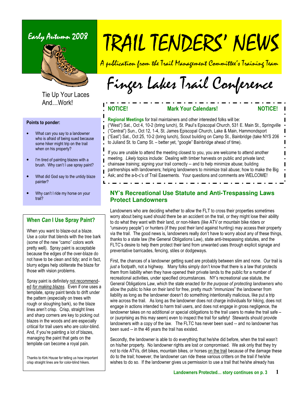 Trail Tenders' News