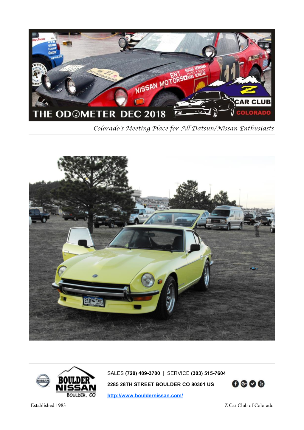Colorado's Meeting Place for All Datsun/Nissan Enthusiasts