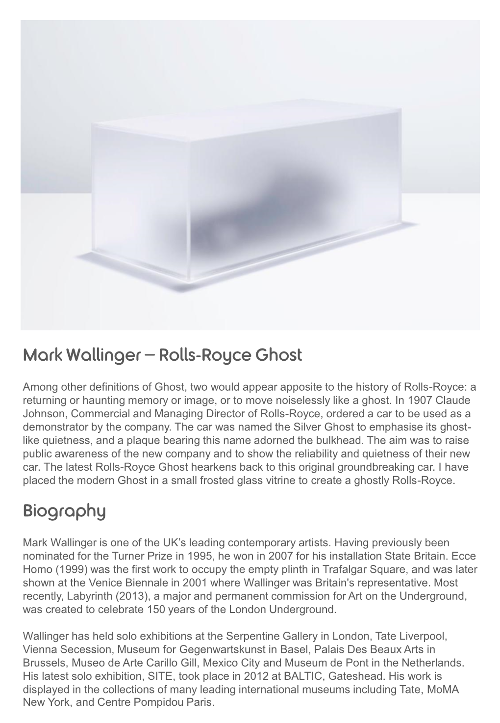 Mark Wallinger – Rolls-Royce Ghost