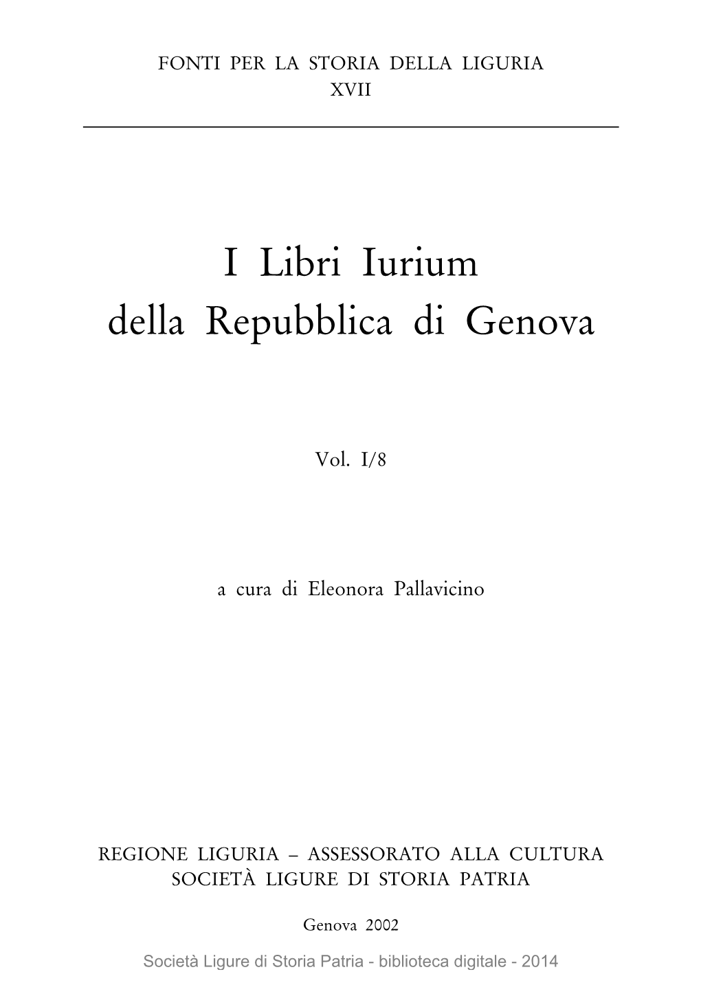 I Libri Iurium Della Repubblica Di Genova