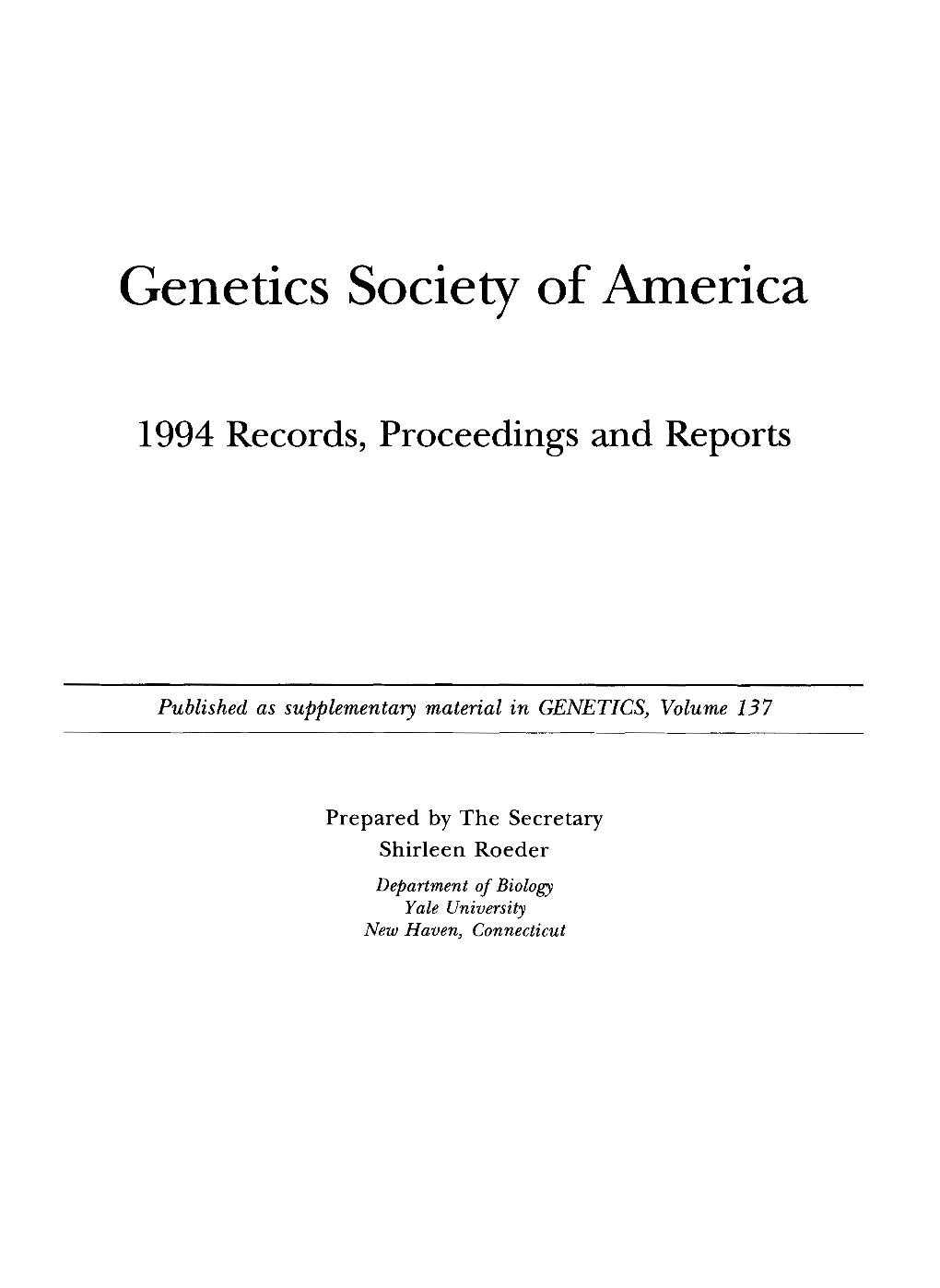 Genetics Society of America