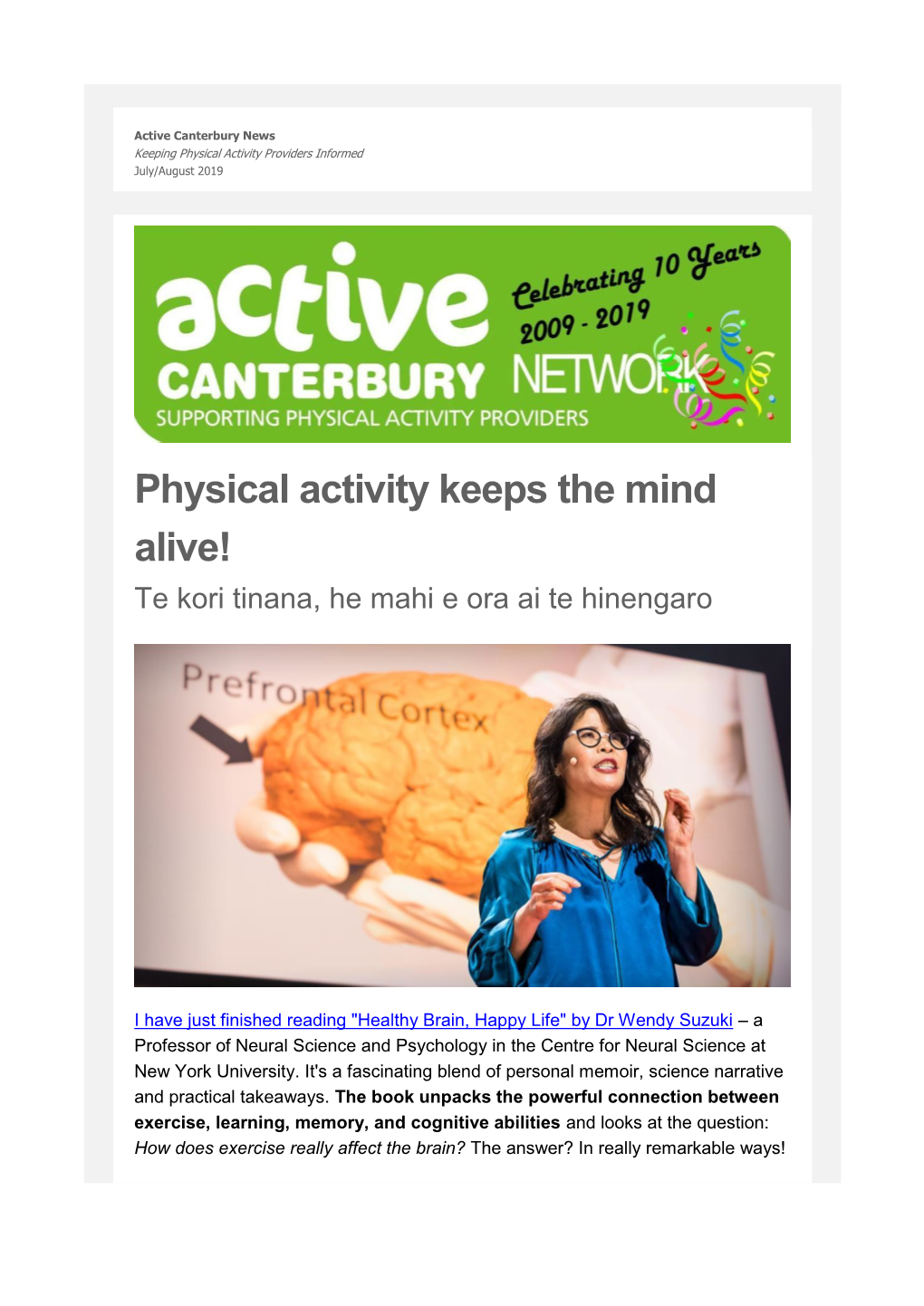 Active Canterbury Newsletter: July/August 2019