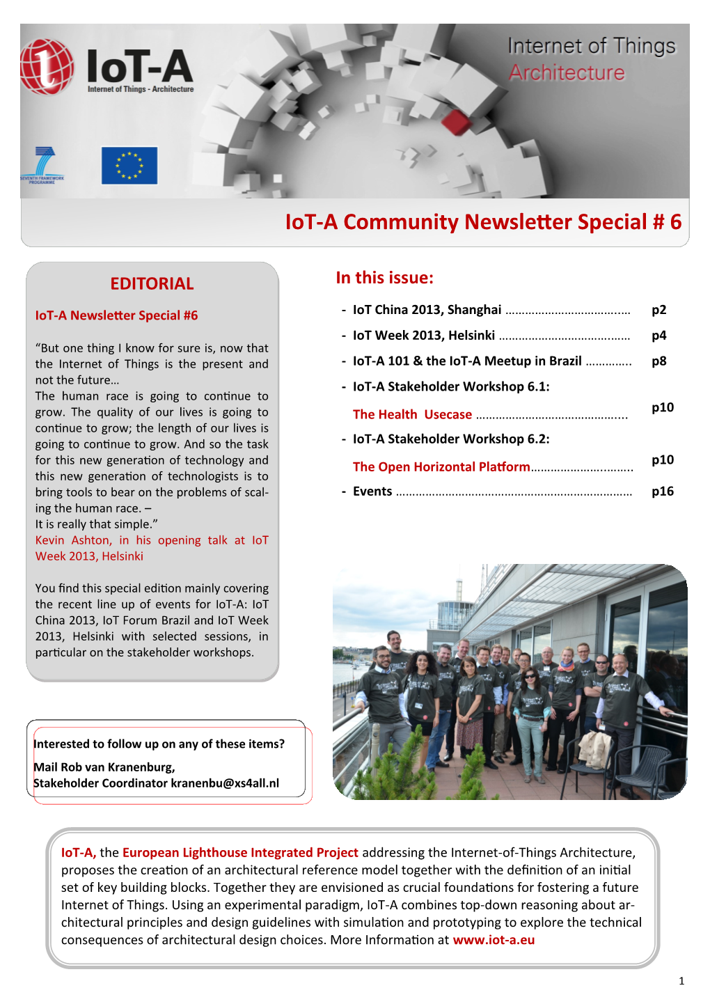 Iot-A Community Newsletter Special # 6