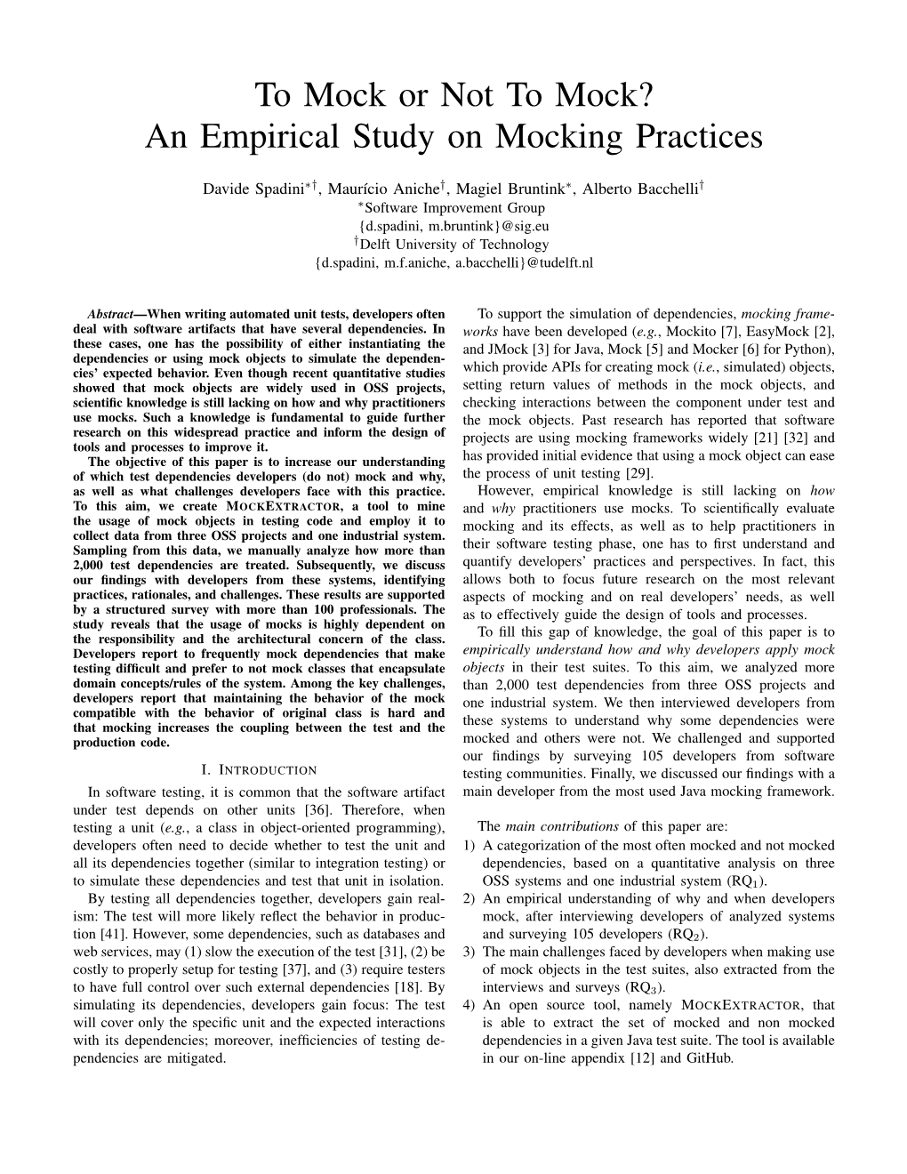 To Mock Or Not to Mock? an Empirical Study on Mocking Practices
