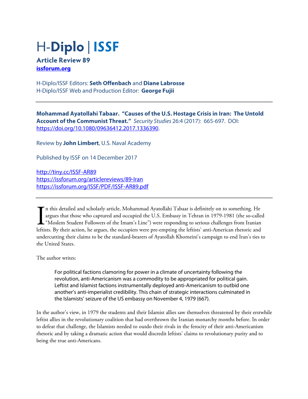 H-Diplo | ISSF Article Review 89 Issforum.Org