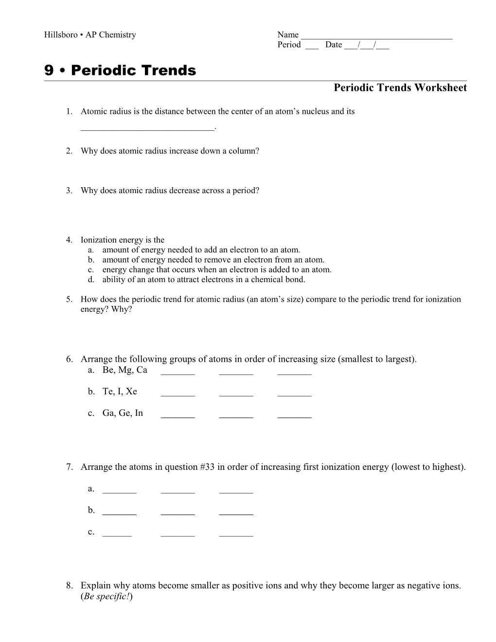 South Pasadena AP Chemistry