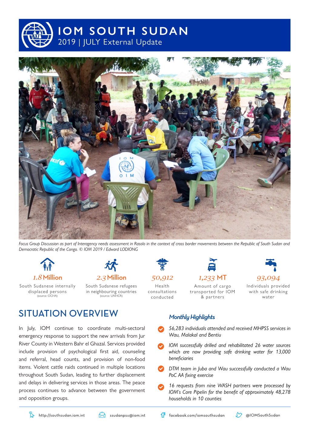 IOM SOUTH SUDAN 2019 | JULY External Update