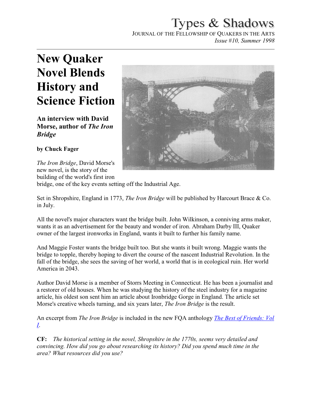 New Quaker Novel Blends History and Science Fiction