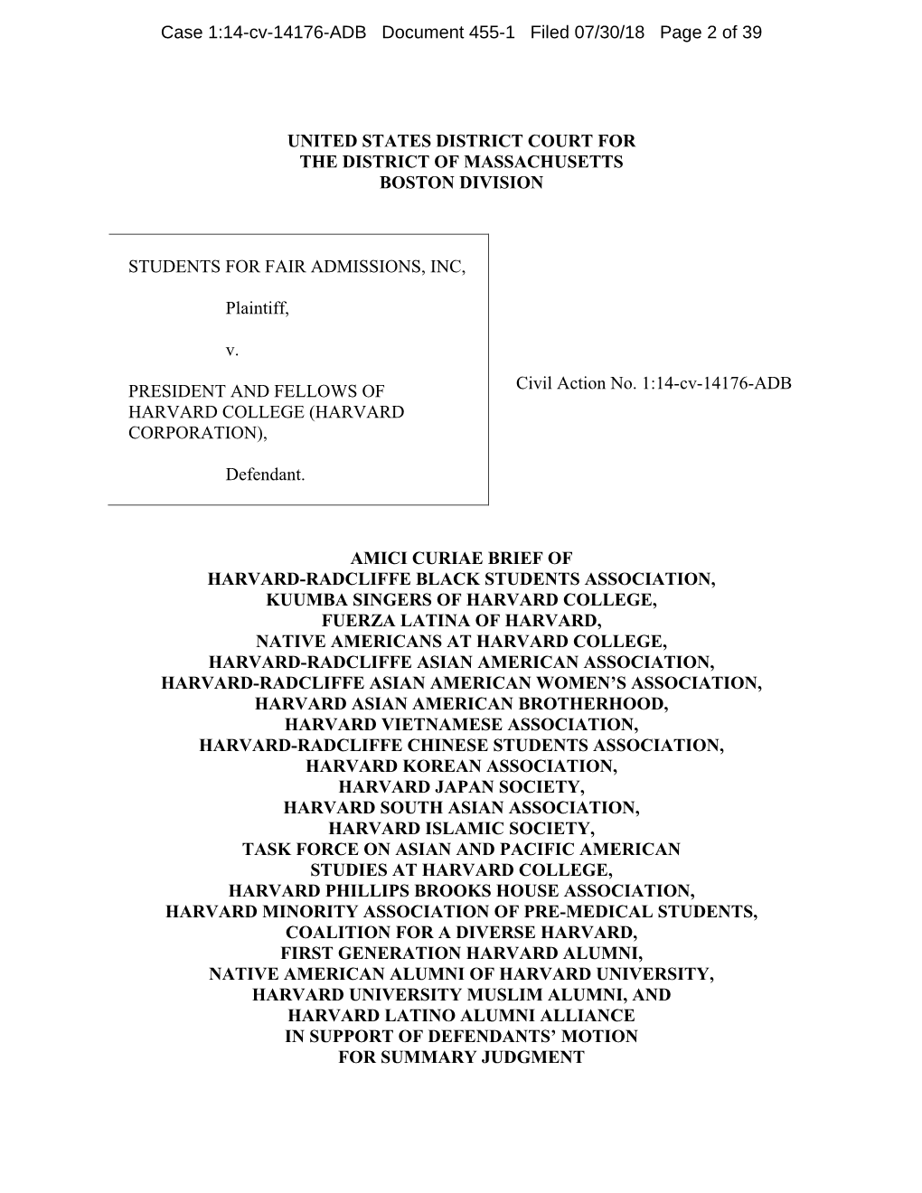 Case 1:14-Cv-14176-ADB Document 455-1 Filed 07/30/18 Page 2 of 39