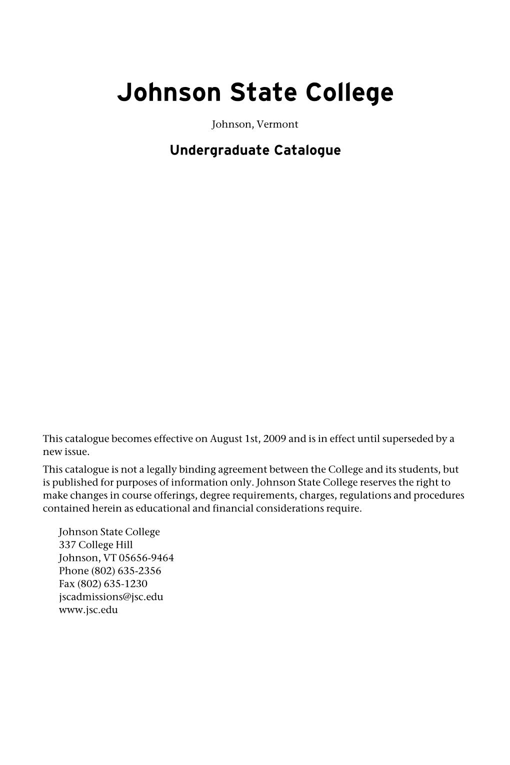 2009-2010 Undergraduate Catalog