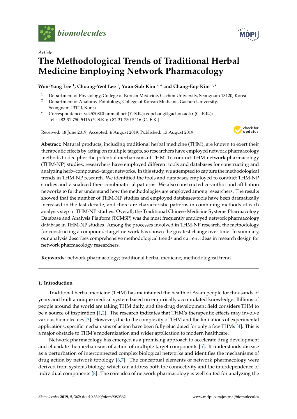 The Methodological Trends of Traditional Herbal Medicine Employing Network Pharmacology