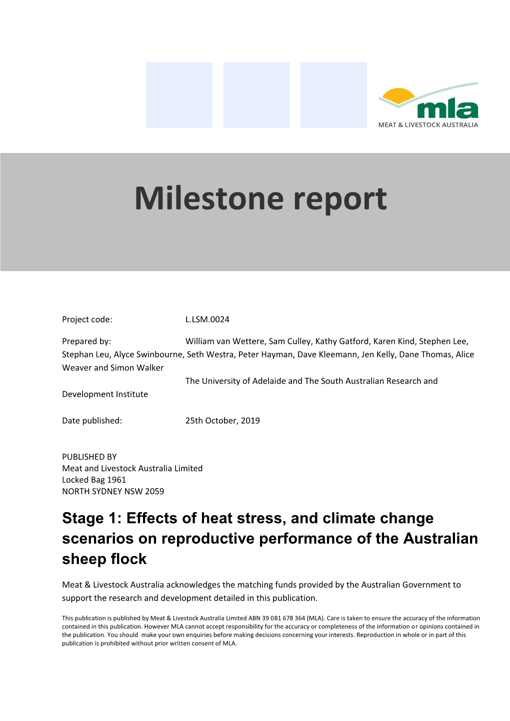 L.LSM.0024 Milestone Report 1