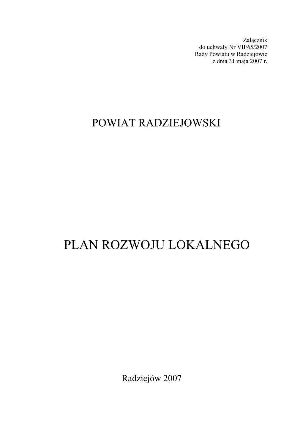 Plan Rozwoju Lokalnego