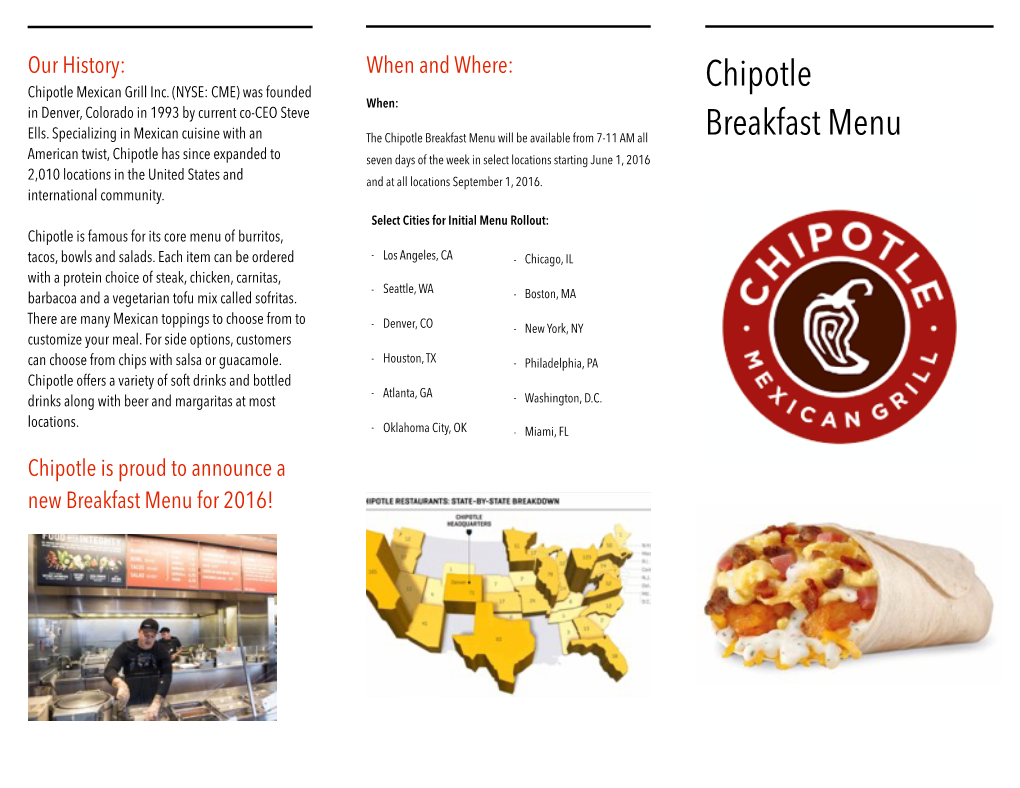 Chipotle Breakfast Menu