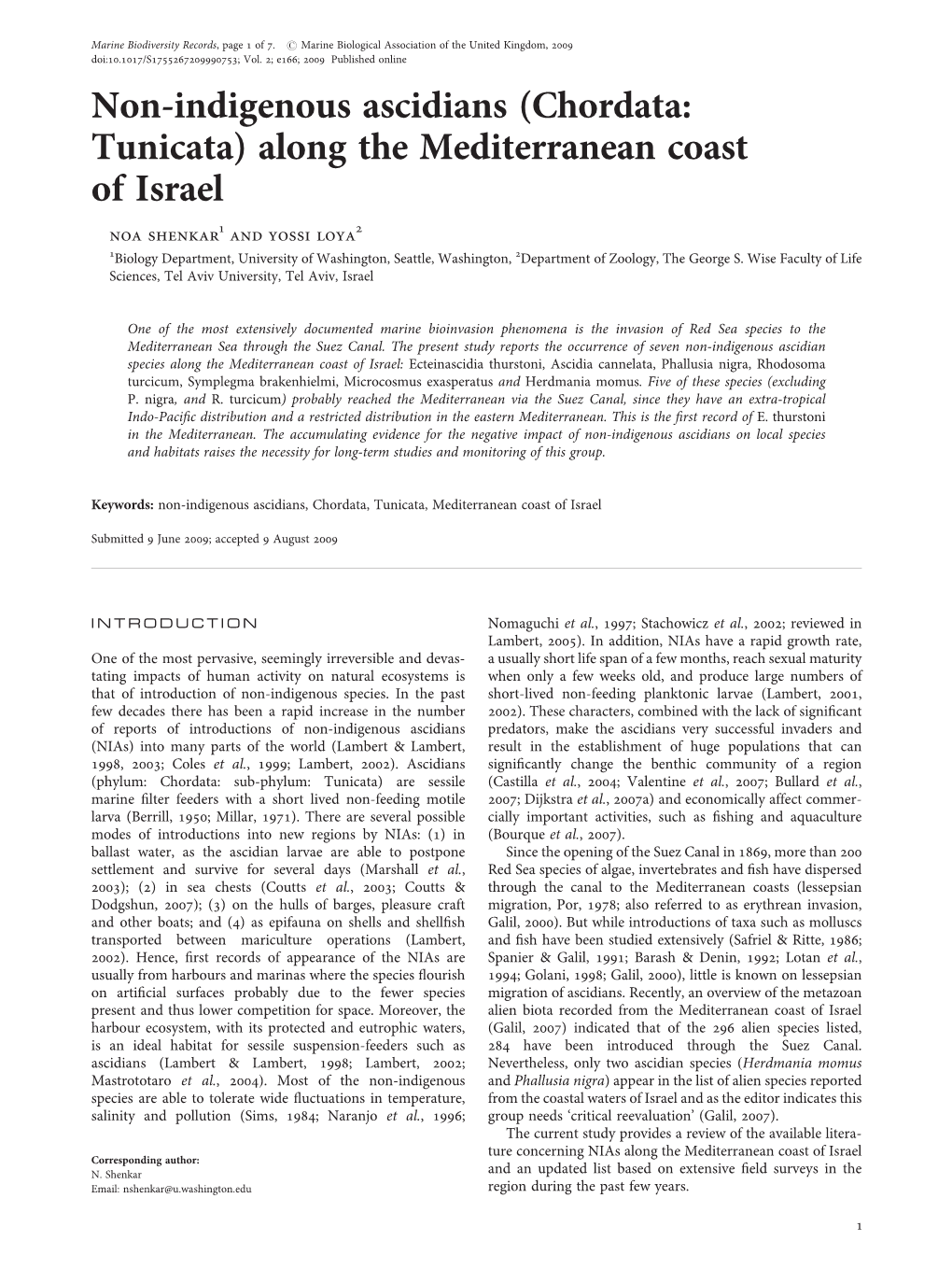 Non-Indigenous Ascidians (Chordata: Tunicata) Along the Mediterranean