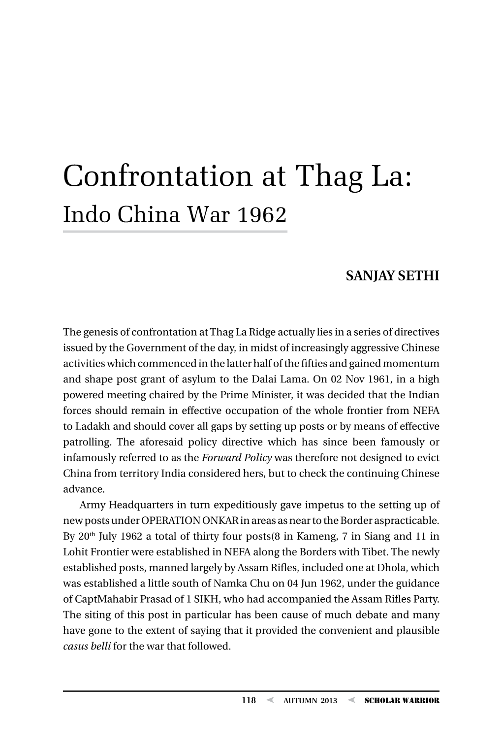 Confrontation at Thag La: Indo China War 1962