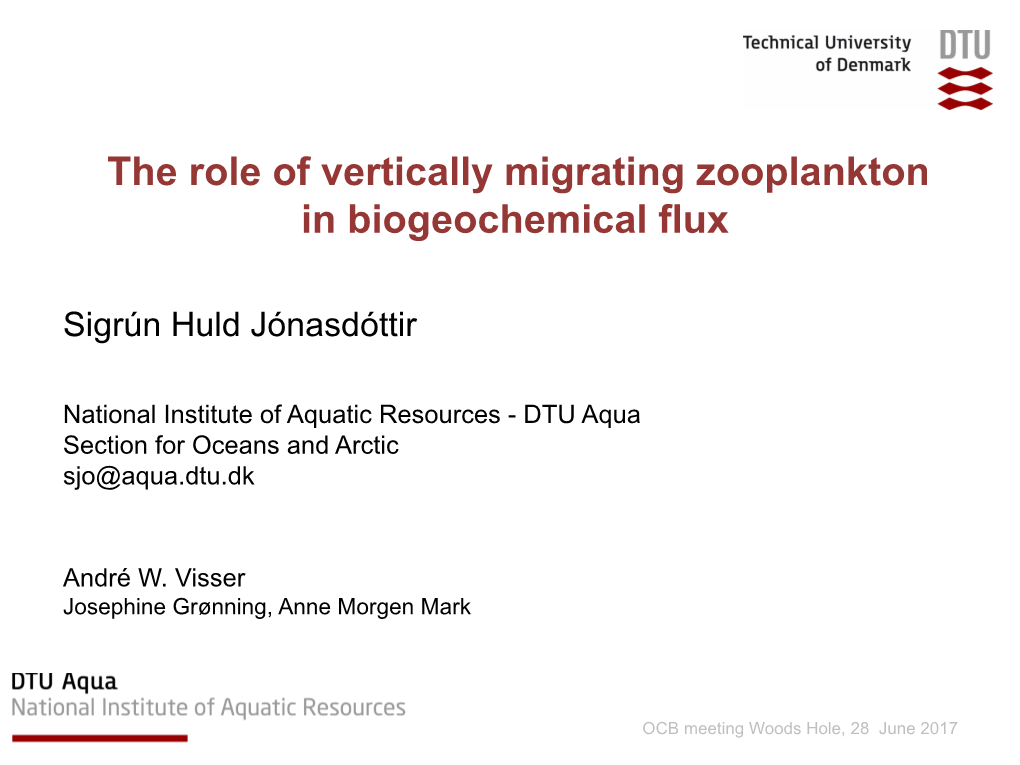 The Role of Vertically Migrating Zooplankton in Biogeochemical Flux