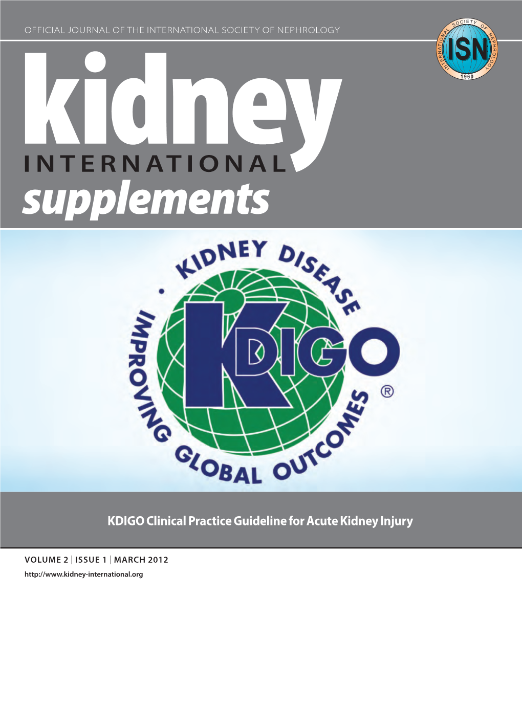 KDIGO Clinical Practice Guideline for Acute Kidney Injury