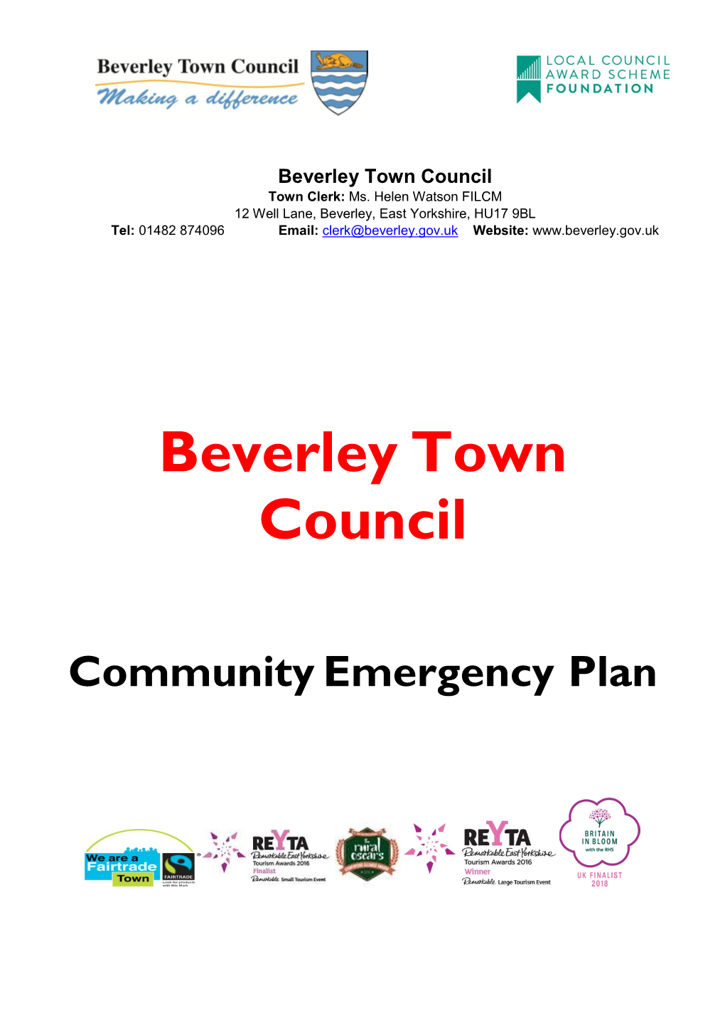 Beverley Town Council Emergency Plan