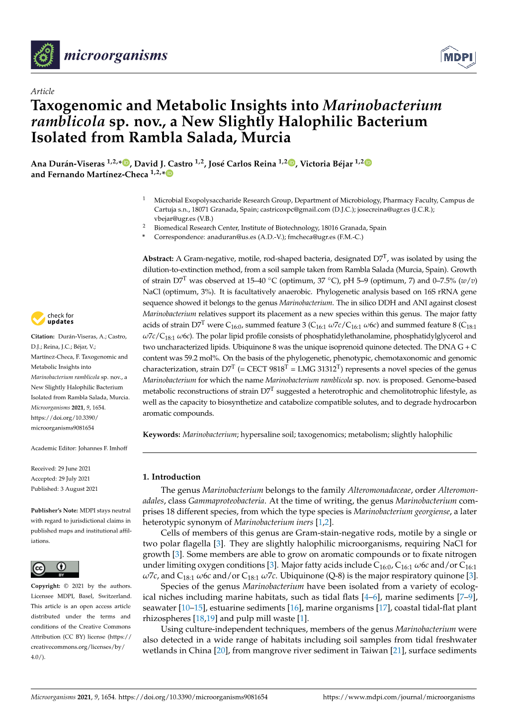 Taxogenomic and Metabolic Insights Into Marinobacterium Ramblicola Sp