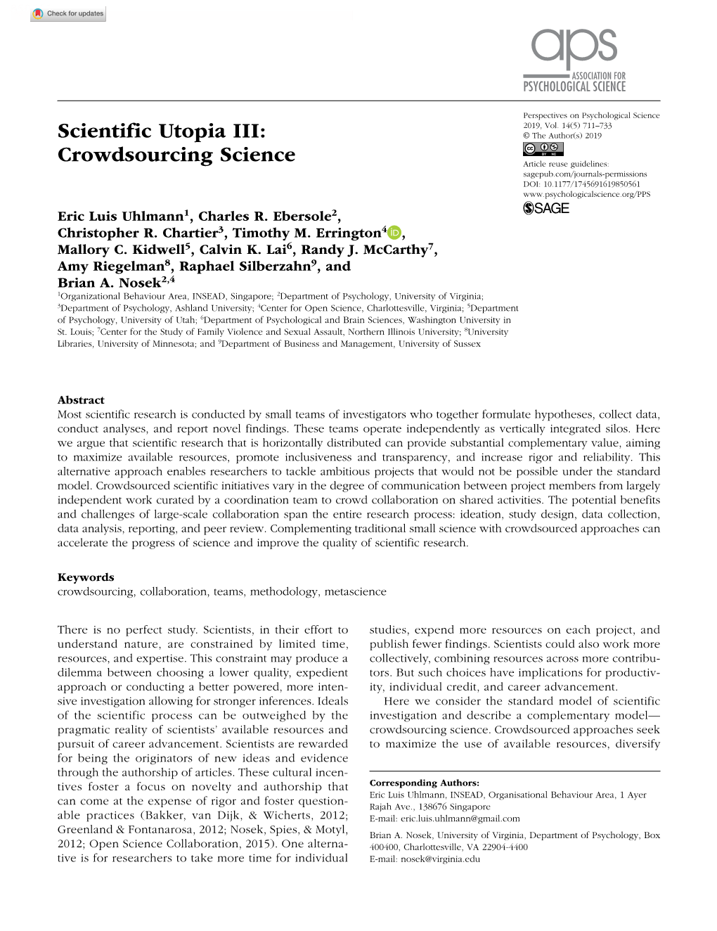 Scientific Utopia III: Crowdsourcing Science