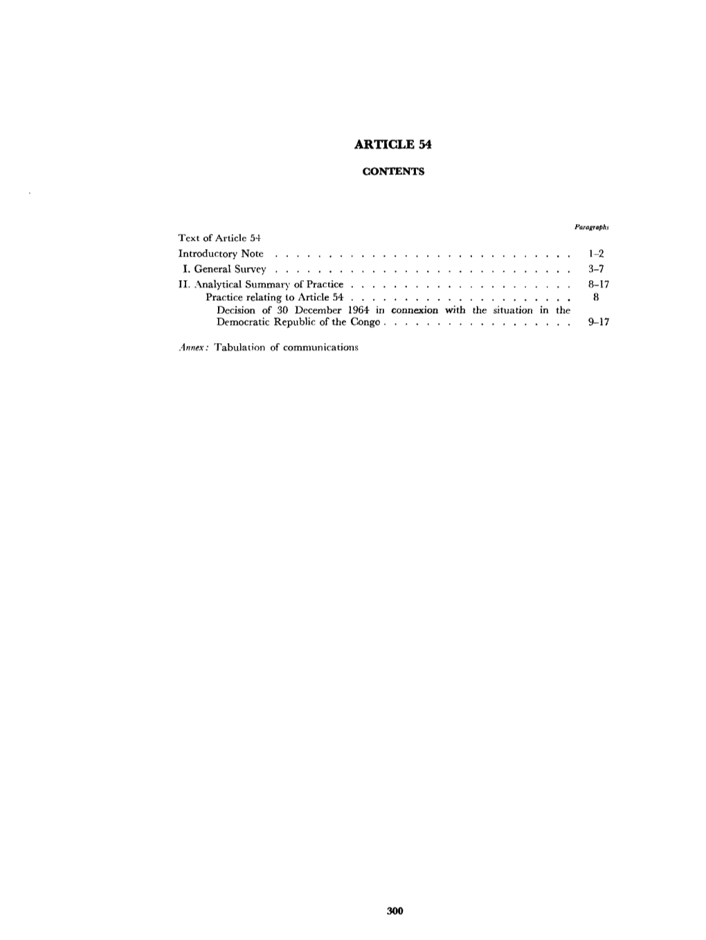 Art. 54, Repertory, Suppl. 3, Vol. II (1959-1966)