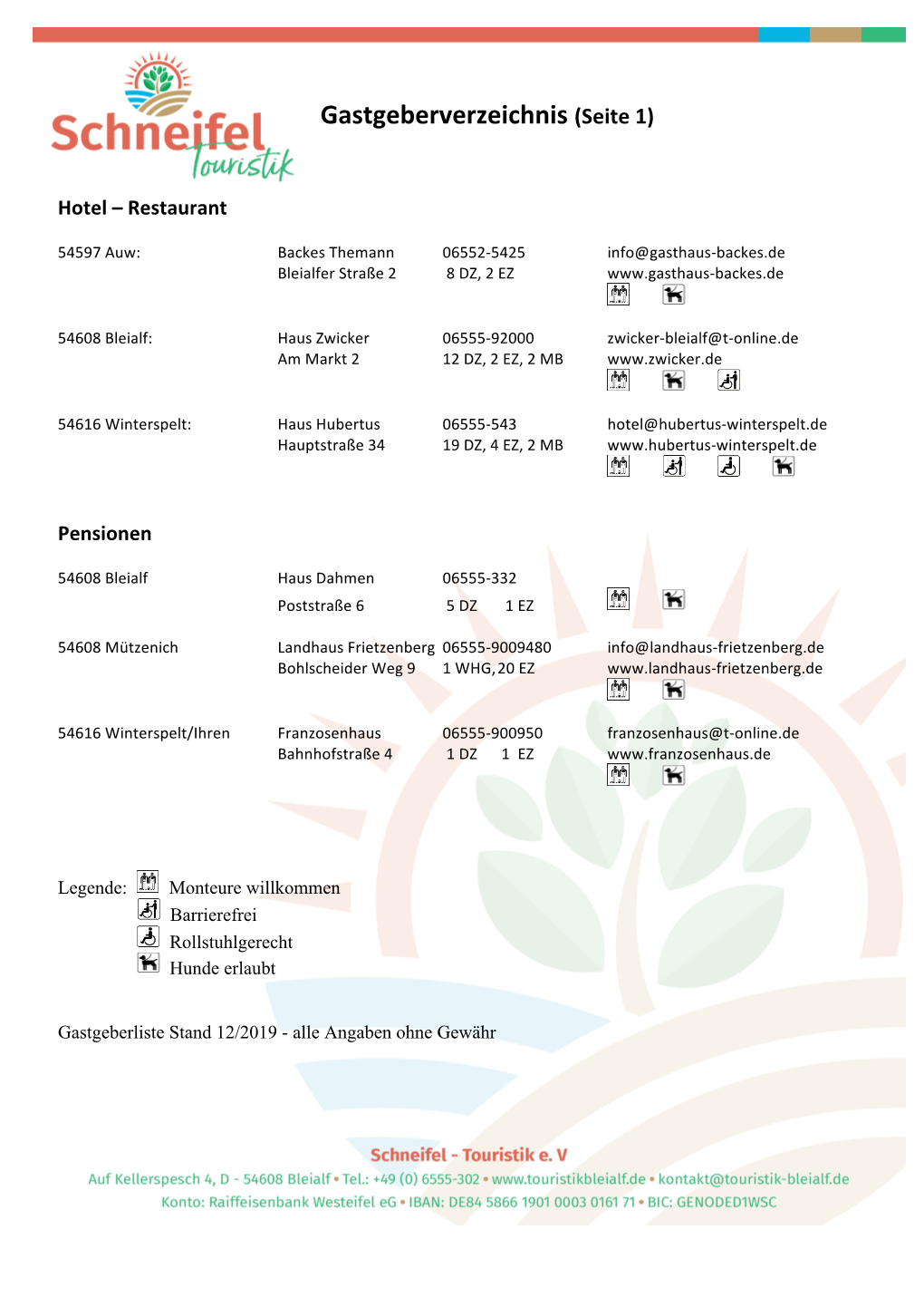 Gastgeberverzeichnis (Seite 1)