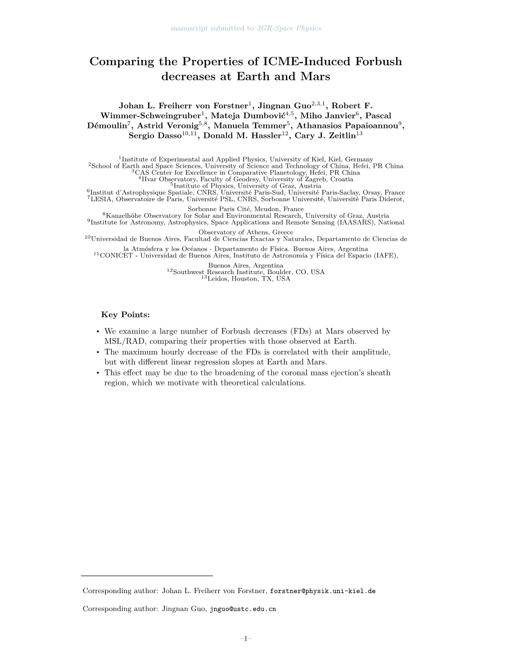 Comparing the Properties of ICME-Induced Forbush Decreases at Earth and Mars