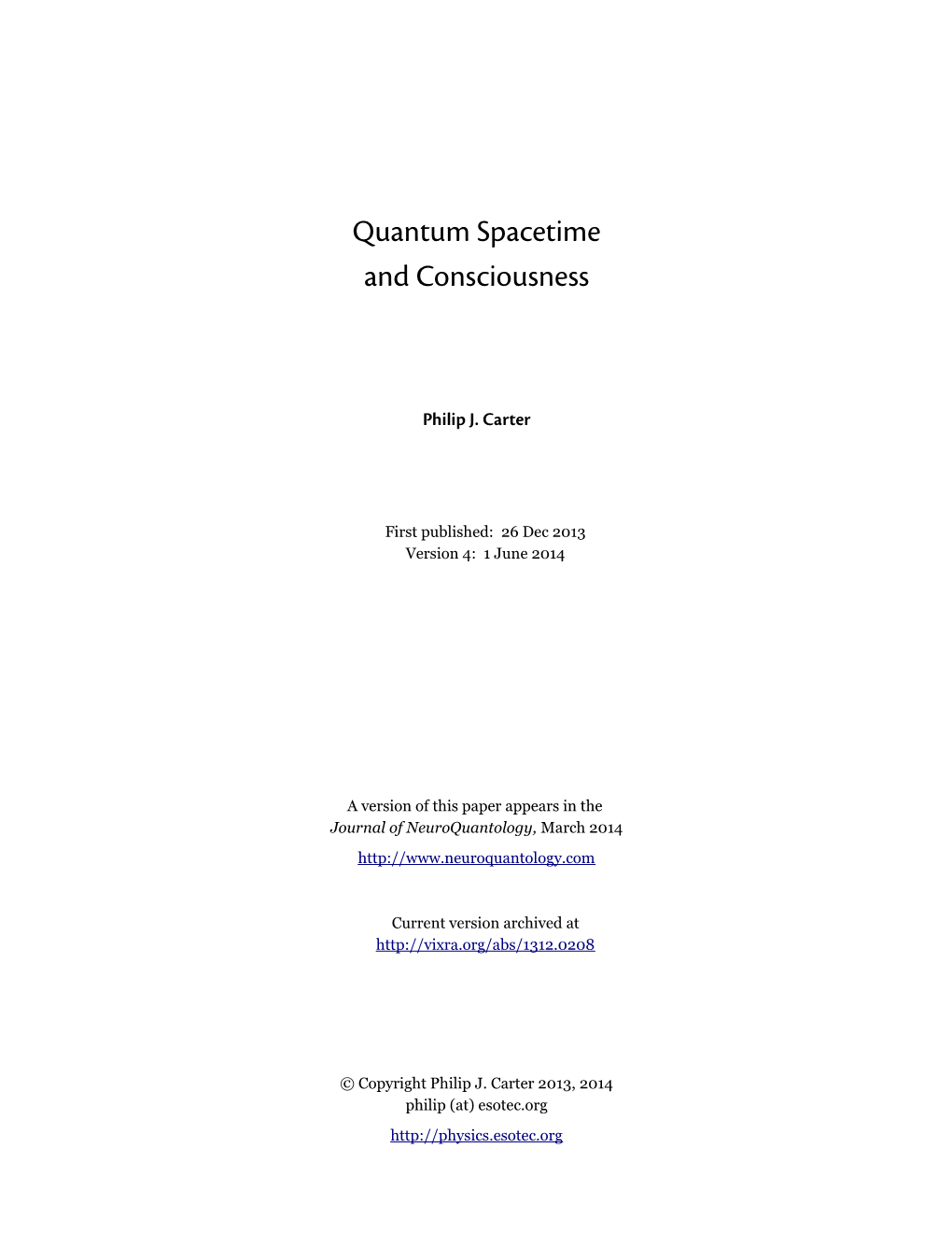 Quantum Spacetime and Consciousness V4