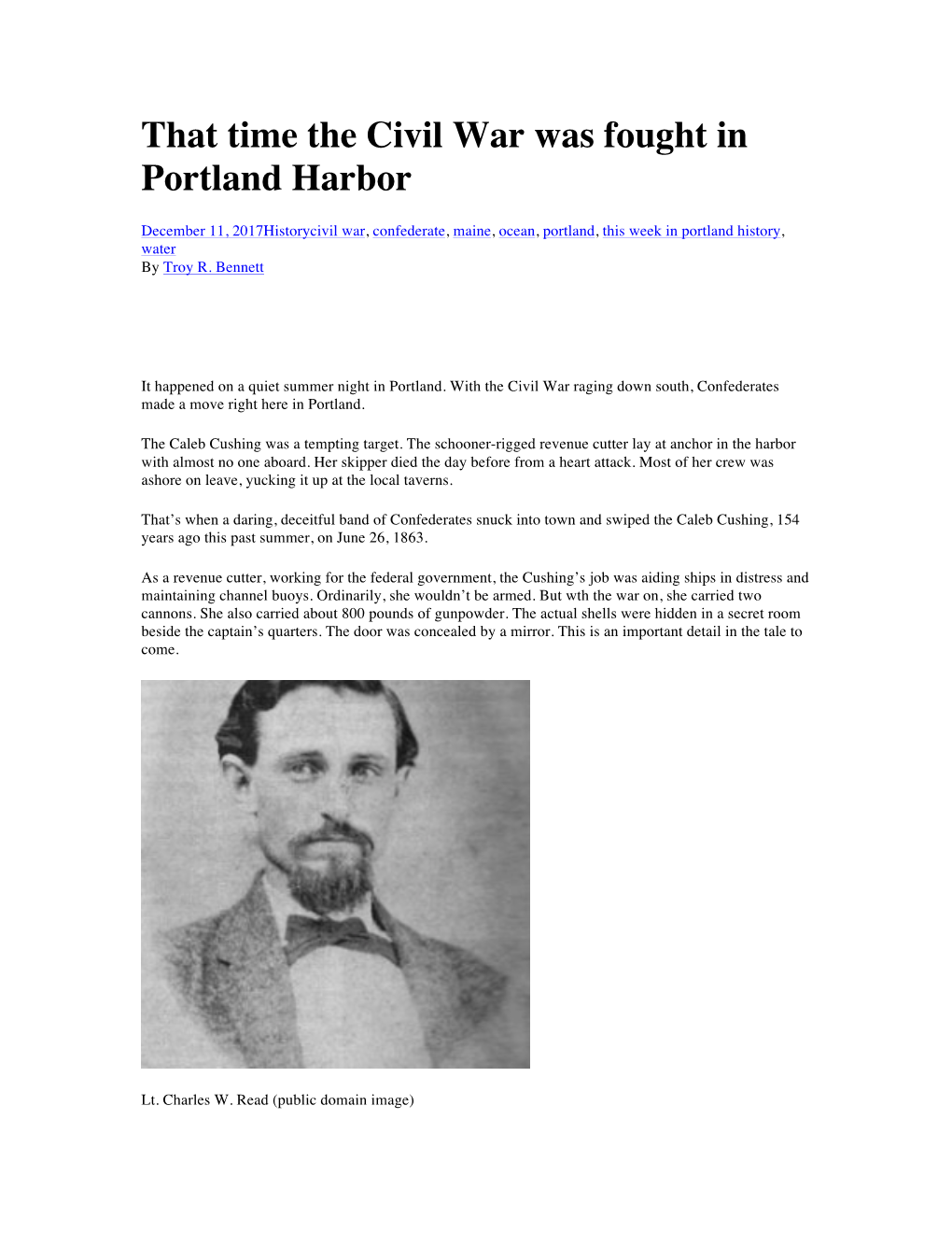 That Time the Civil War Was Fought in Portland Harbor