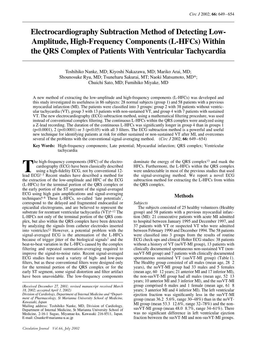 Within the QRS Complex of Patients with Ventricular Tachycardia