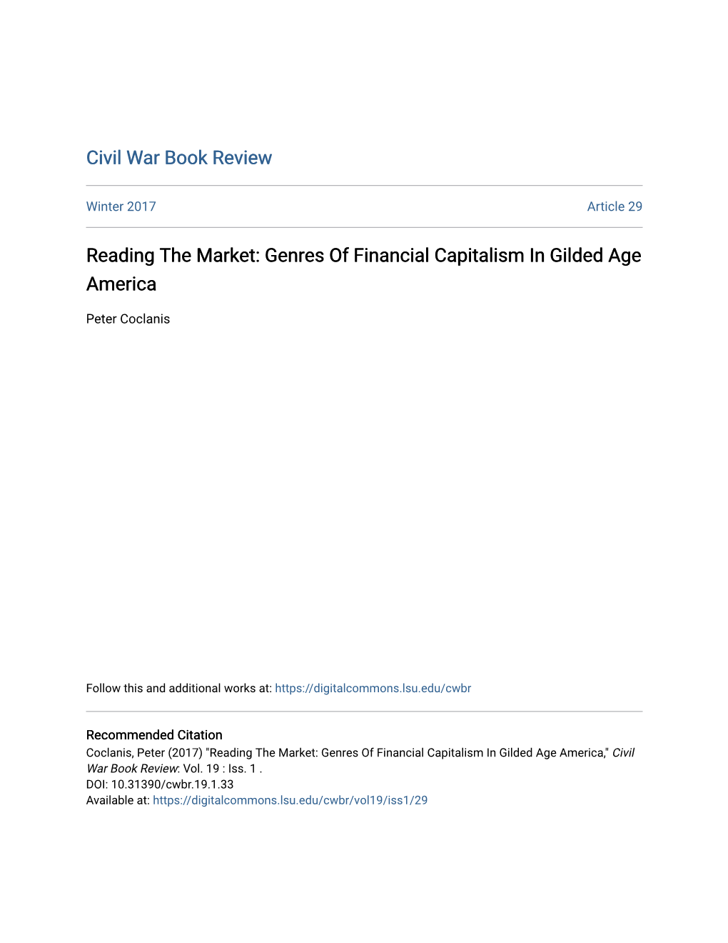 Genres of Financial Capitalism in Gilded Age America