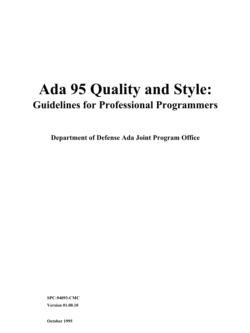 Ada 95 Quality and Style: Guidelines for Professional Programmers