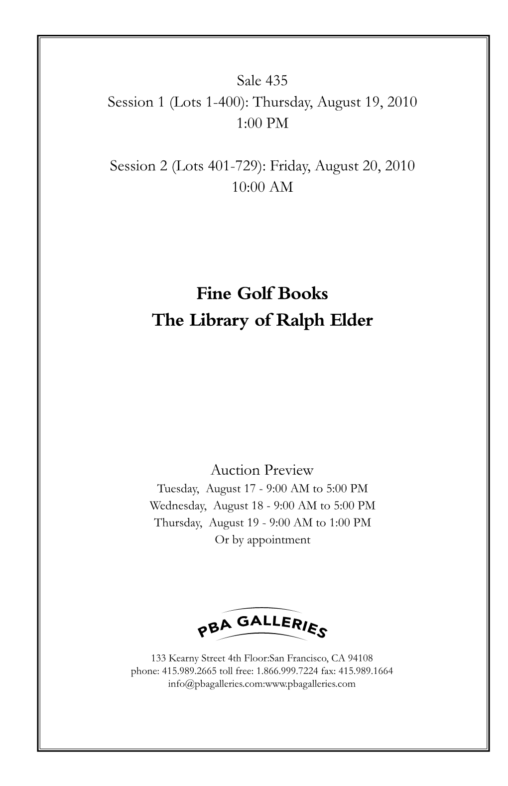 Fine Golf Books the Library of Ralph Elder