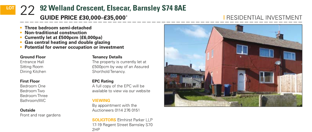 22 92 Welland Crescent, Elsecar, Barnsley S74