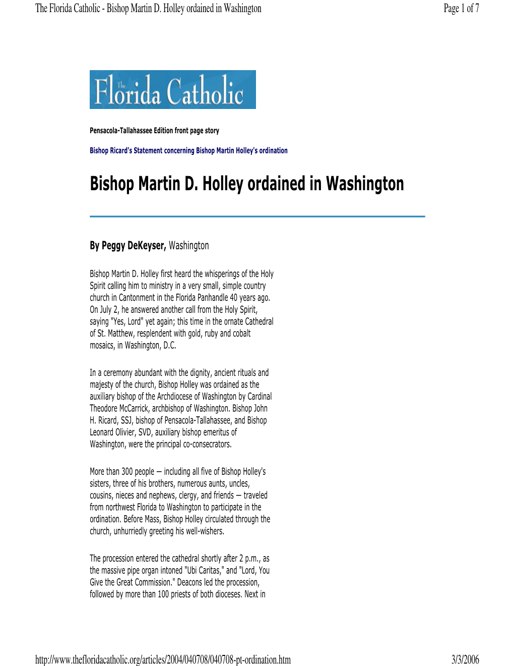 Bishop Martin D. Holley Ordained in Washington Page 1 of 7