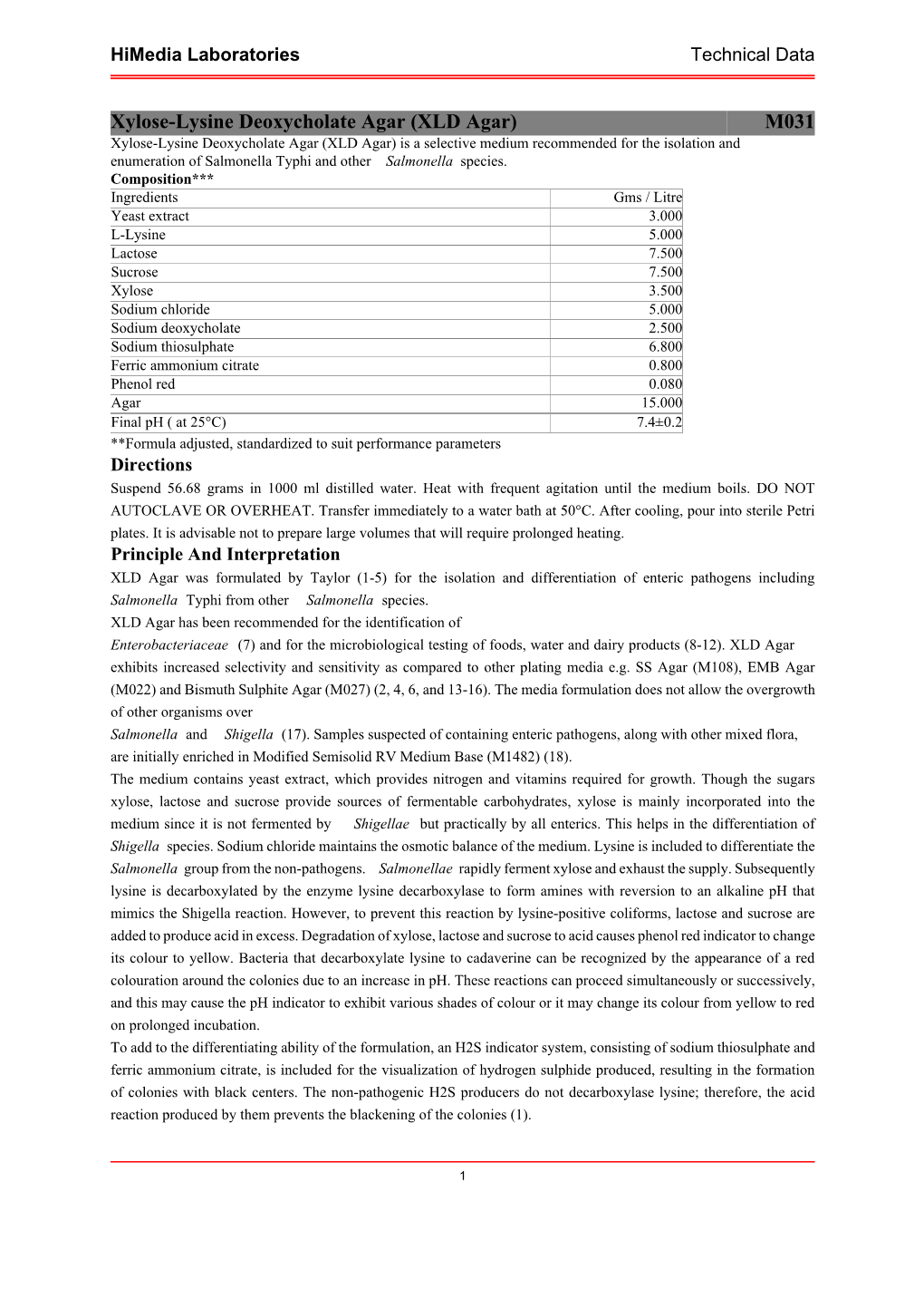 Xylose-Lysine Deoxycholate Agar (XLD Agar)