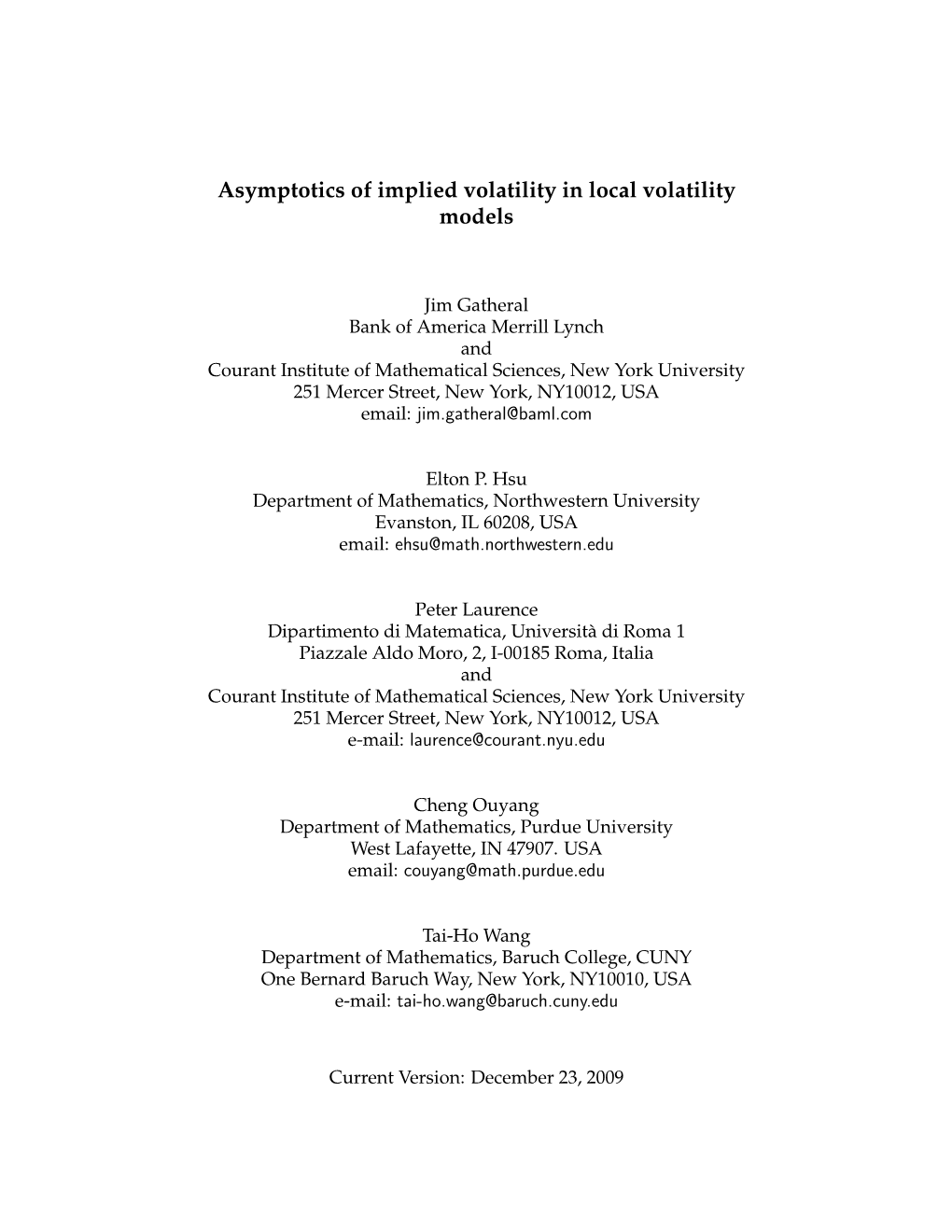 Asymptotics of Implied Volatility in Local Volatility Models