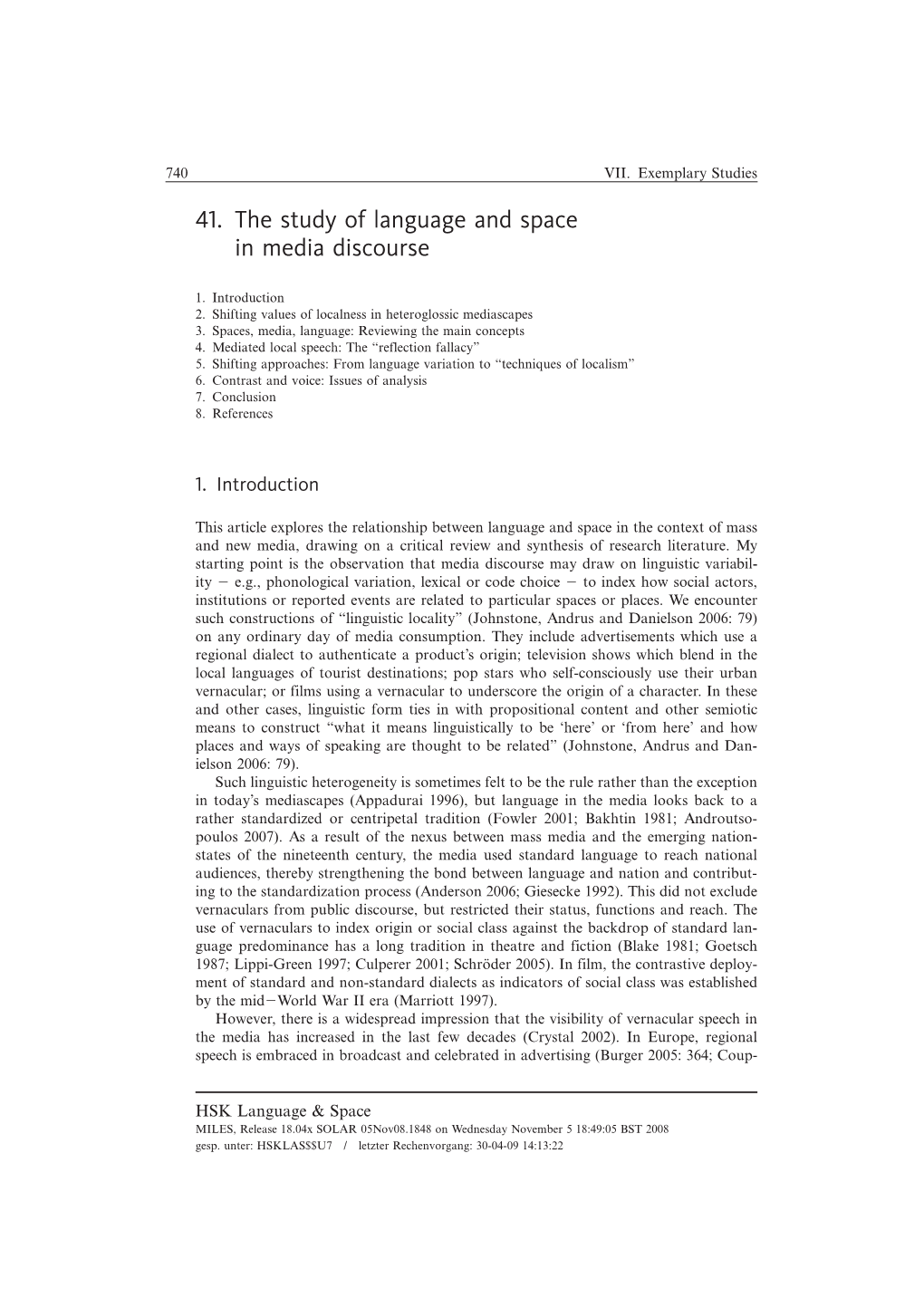 41. the Study O Language and Space in Media Discourse