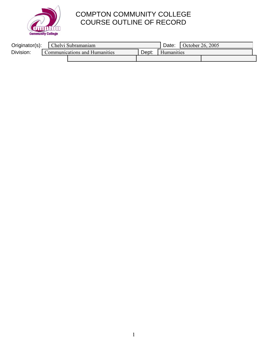 Course Outline Form