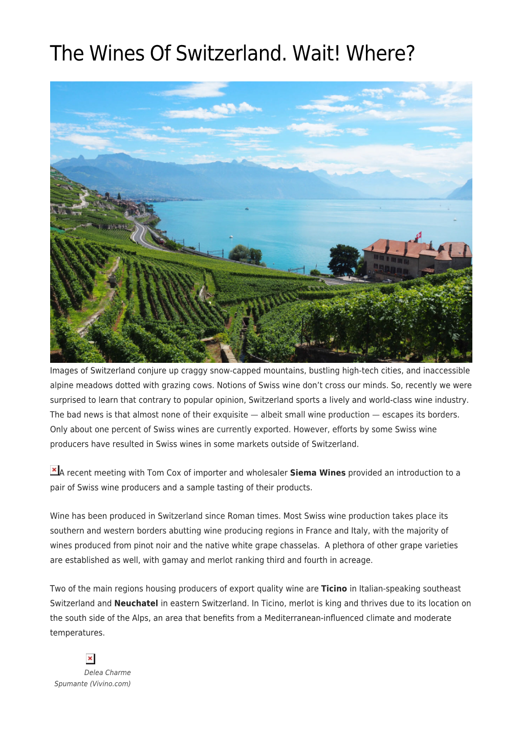 The Wines of Switzerland. Wait! Where?