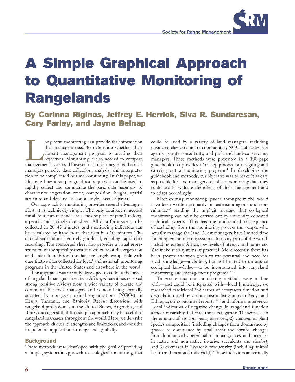 A Simple Graphical Approach to Quantitative Monitoring of Rangelands by Corinna Riginos, Jeffrey E