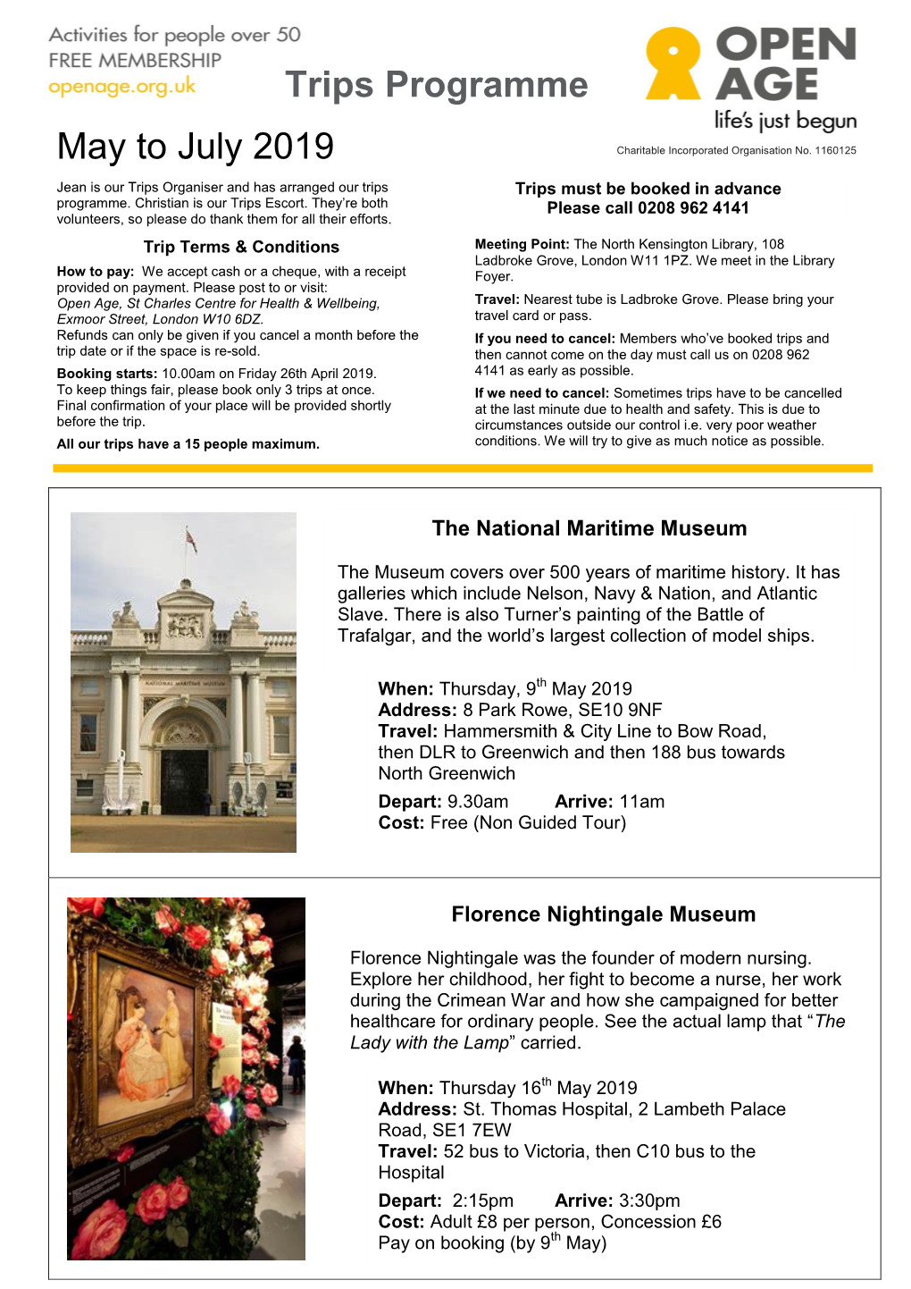 Trips Programme May to July 2019 2019