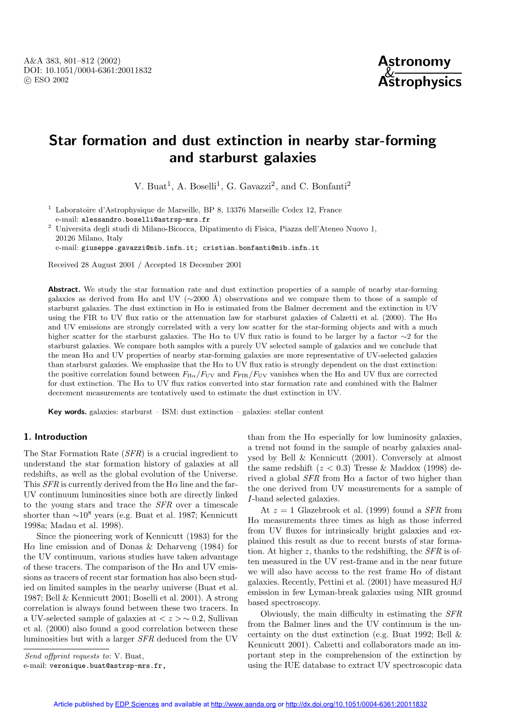 Star Formation and Dust Extinction in Nearby Star-Forming and Starburst Galaxies